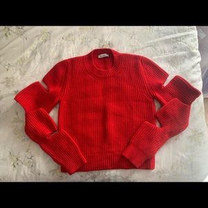Dondup red sweater with slits on sleeves